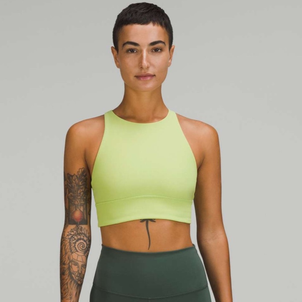 LULULEMON green Energy High-Neck Longline Ribbed Luxtreme Bra